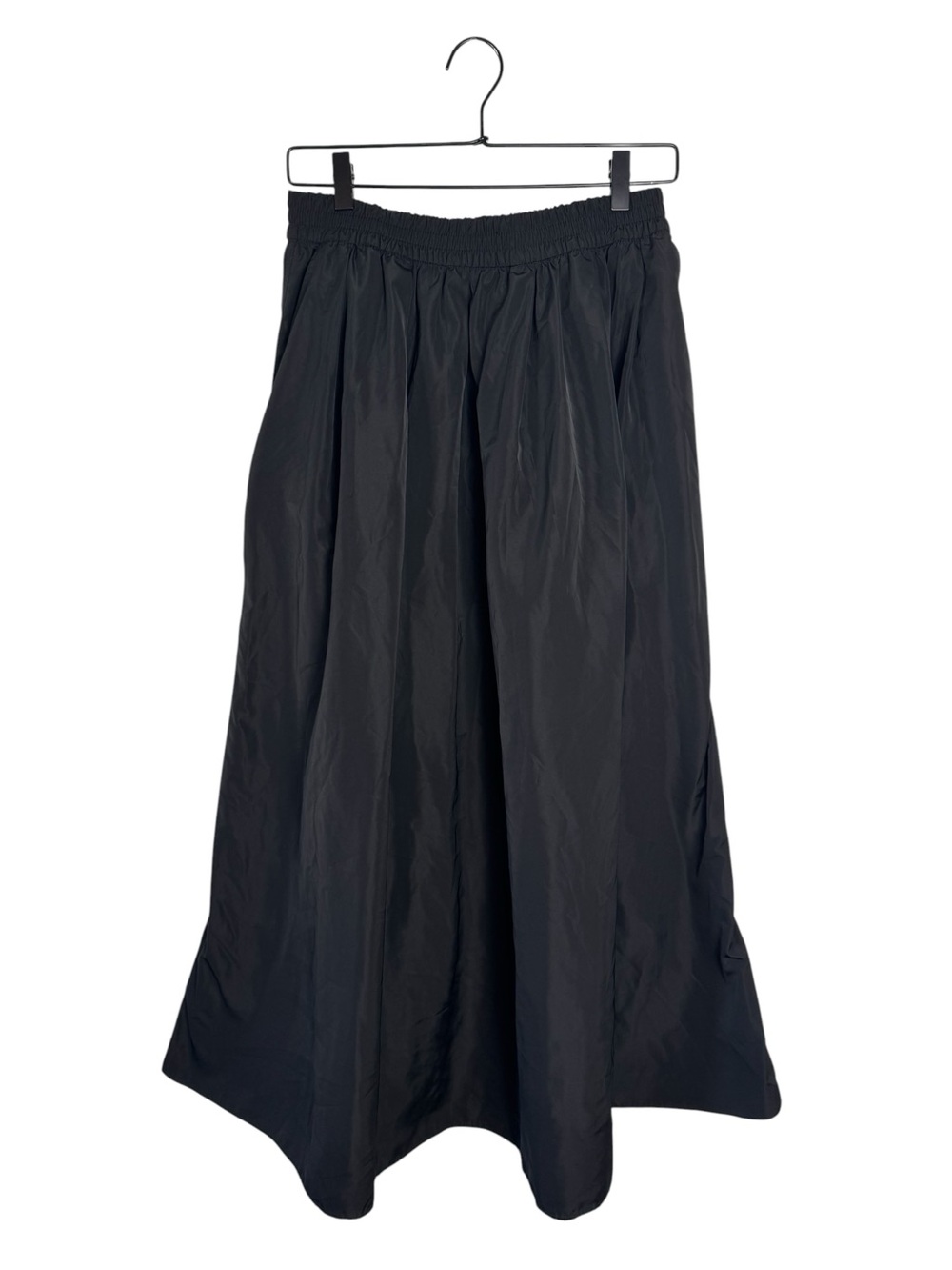 ZARA Black Technical Fabric Nylon Midi Skirt Pockets
